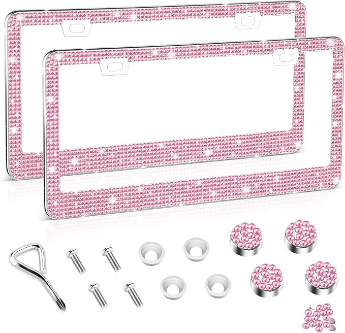 Amiss Bling License Plate Frame for Women, 2Pack Rhinestone Handcrafted Crystal Premium Stainless... | Amazon (US)