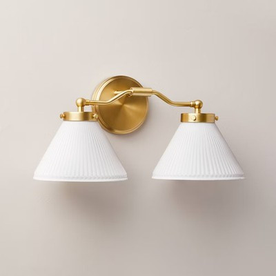 Reeded Milk Glass 2-Bulb Vanity Wall Sconce Brass Finish - Hearth & | eBay US