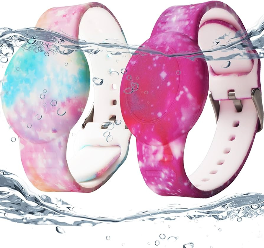 2 Pack Waterproof AirTag Bracelet for Kids, Hidden Printed Wristband for Apple Air Tag, Silicone ... | Amazon (US)