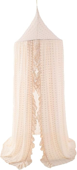 Wonder Space Elegant Kids Bed Canopy - Lace Chiffon Netting with Pom Pom, Princess Girls Fairy Dr... | Amazon (US)