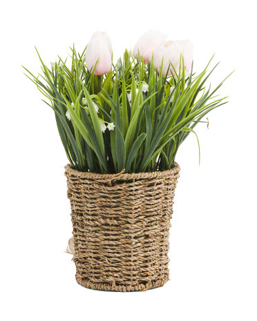 Rattan Hanging Tulips Basket | TJ Maxx