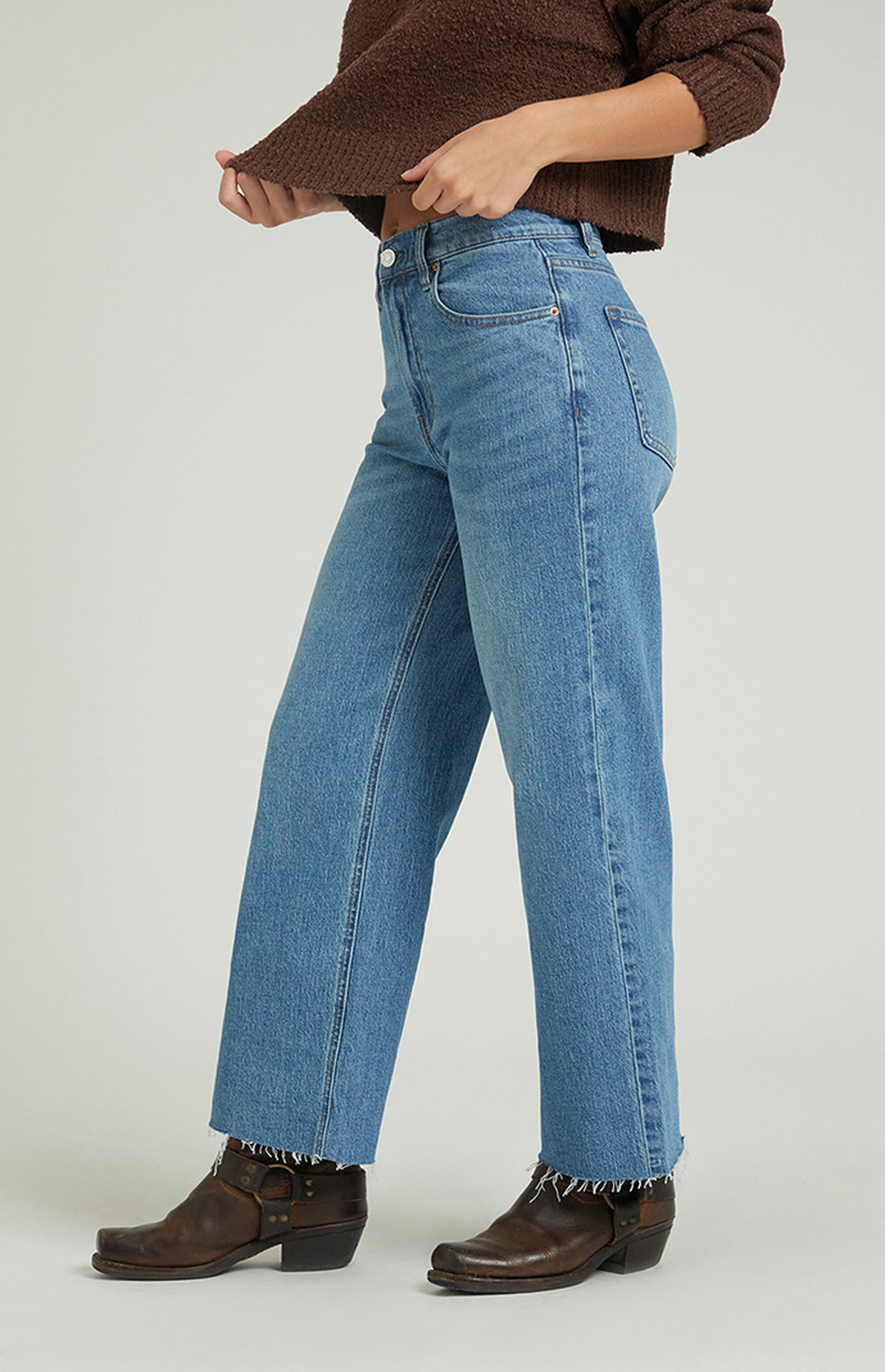 PacSun Nora Stretch Dark Indigo Cropped Wide Leg Jeans | PacSun | PacSun