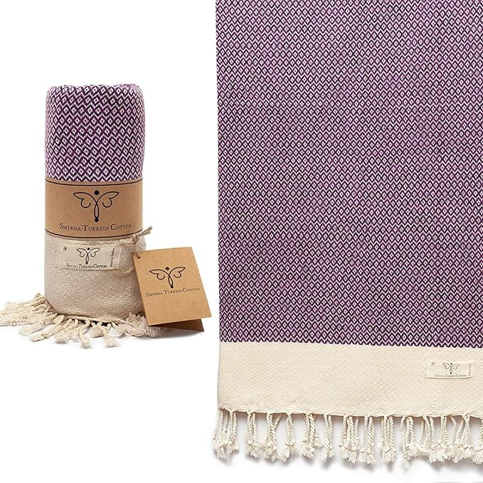 SMYRNA TURKISH COTTON Vintage Series Turkish Beach Towel Oversized, 37x71 inch, Extra Large Quick... | Amazon (US)