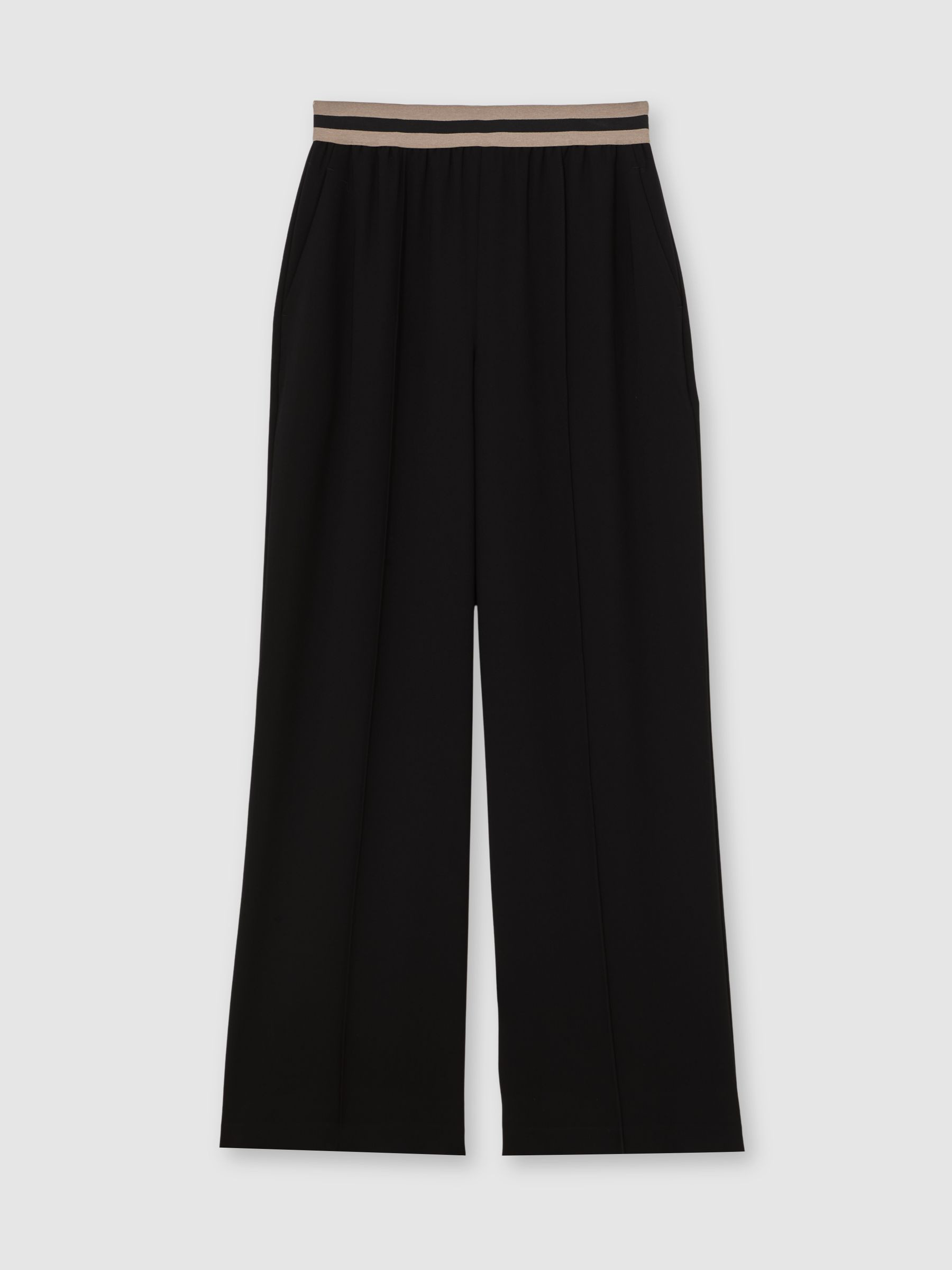 Reiss Elasticated-Waist Wide-Leg Trousers in Black - REISS | Reiss UK