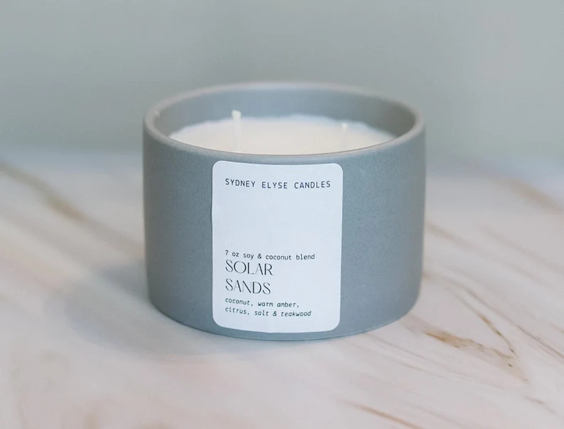 Solar Sands Soy & Coconut Blend Candle Tropical Scent Coconut Warm Amber Citrus Salt Teakwood Fra... | Etsy (US)