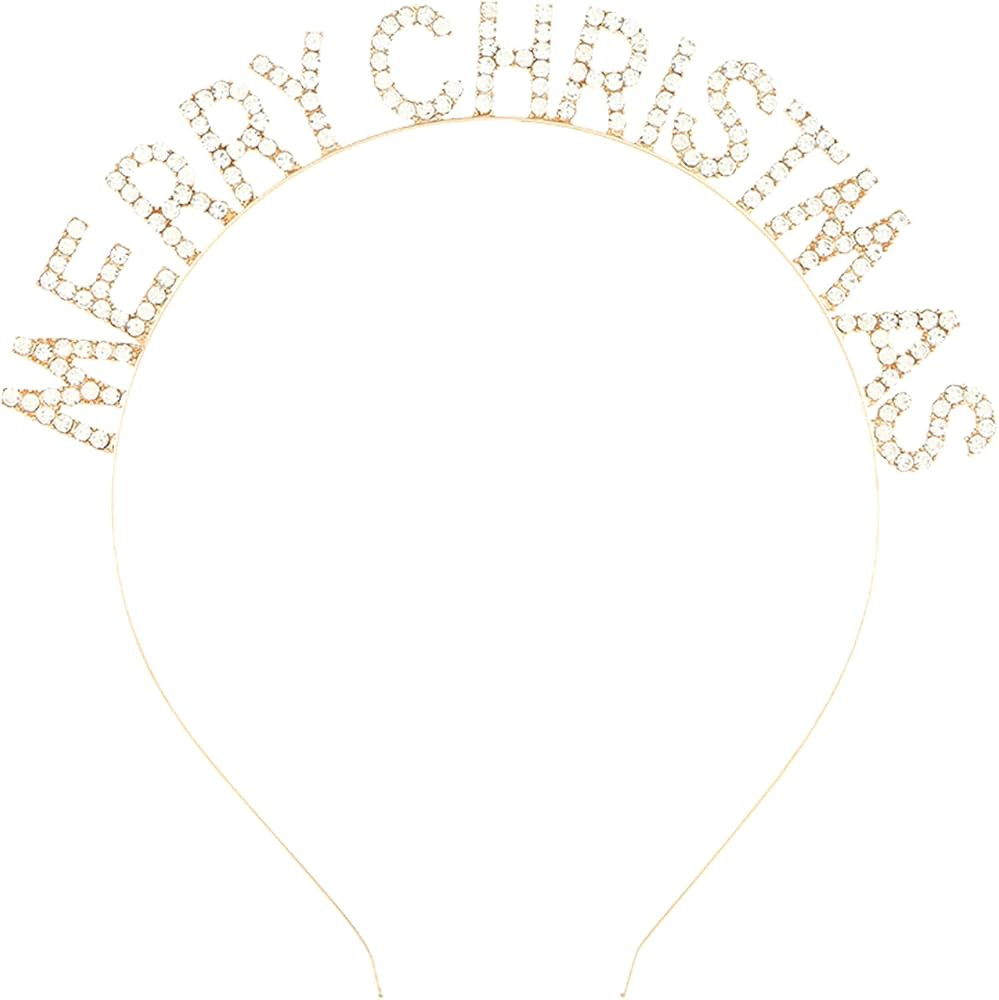 Merry Christmas Headbands for Women - Rhinestone Merry Christmas Headband for Holiday Costumes fo... | Amazon (US)