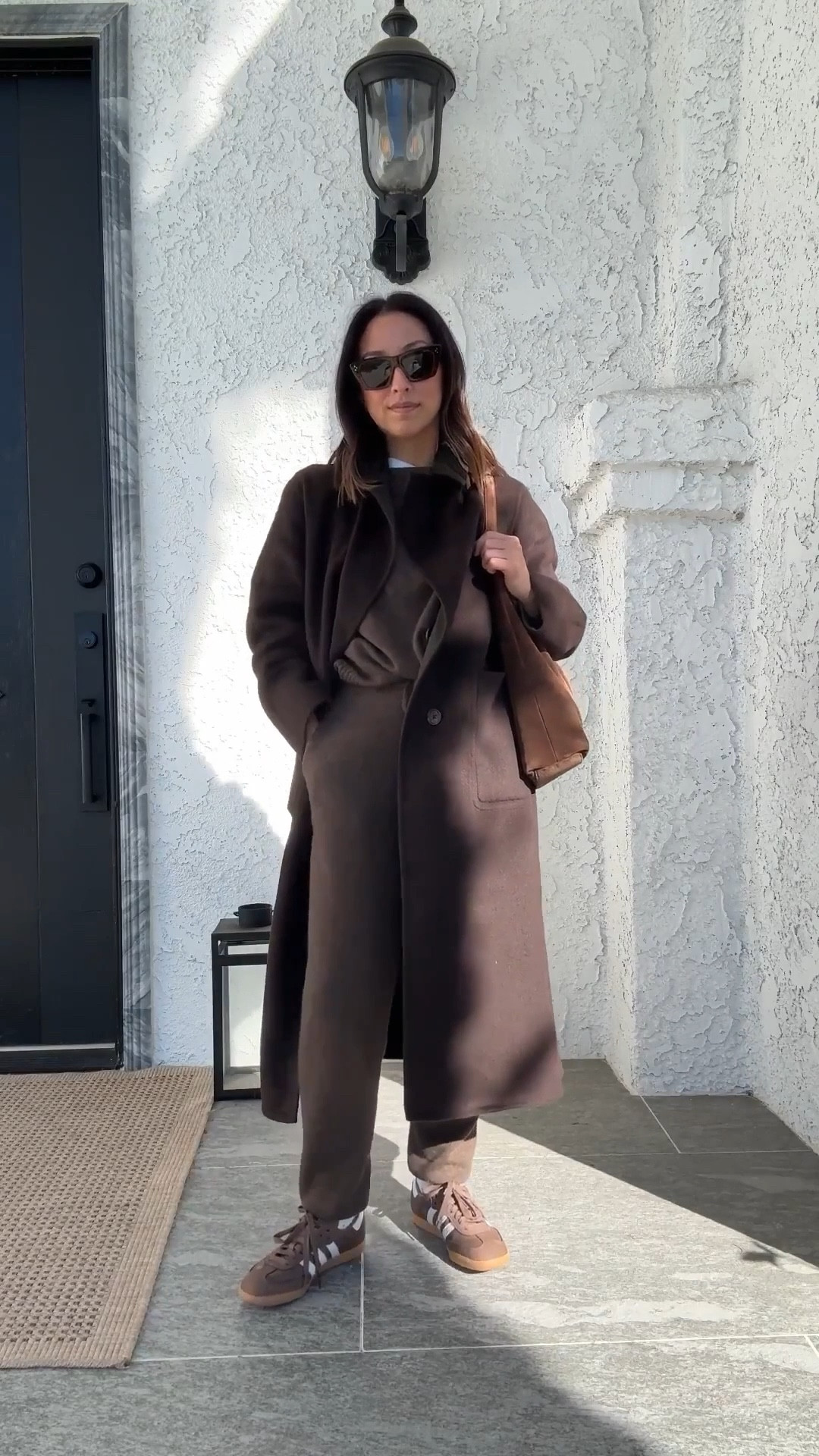 Leisure outfit idea. Cashmere set that’s so warm! Also, this coat is double wool faced and currently on sale. It’s also double sided. 

Banana Republic coat petite xs
Quince cashmere sweater xs
Quince cashmere joggers xs
Madewell socks (old)
Adidas samba sneakers 4 men’s
Liffner hobo pillow bag. 
Celine sunglasses. 

Petite style, fall outfits, fall 



#LTKSeasonal #LTKootd #LTKPetite