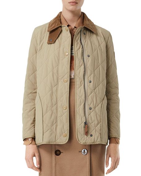 Burberry Cotswold Quilted Barn Jacket, Beige | Neiman Marcus
