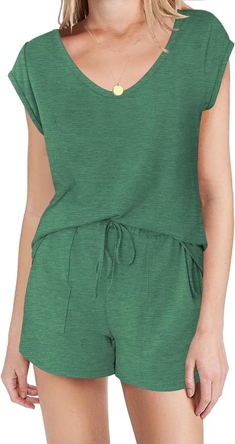 Ekouaer Womens Pajama Sets Comfy Short Sleeve Sleepwear Tops and Shorts Cute Pjs 2 Piece Lounge S... | Amazon (US)