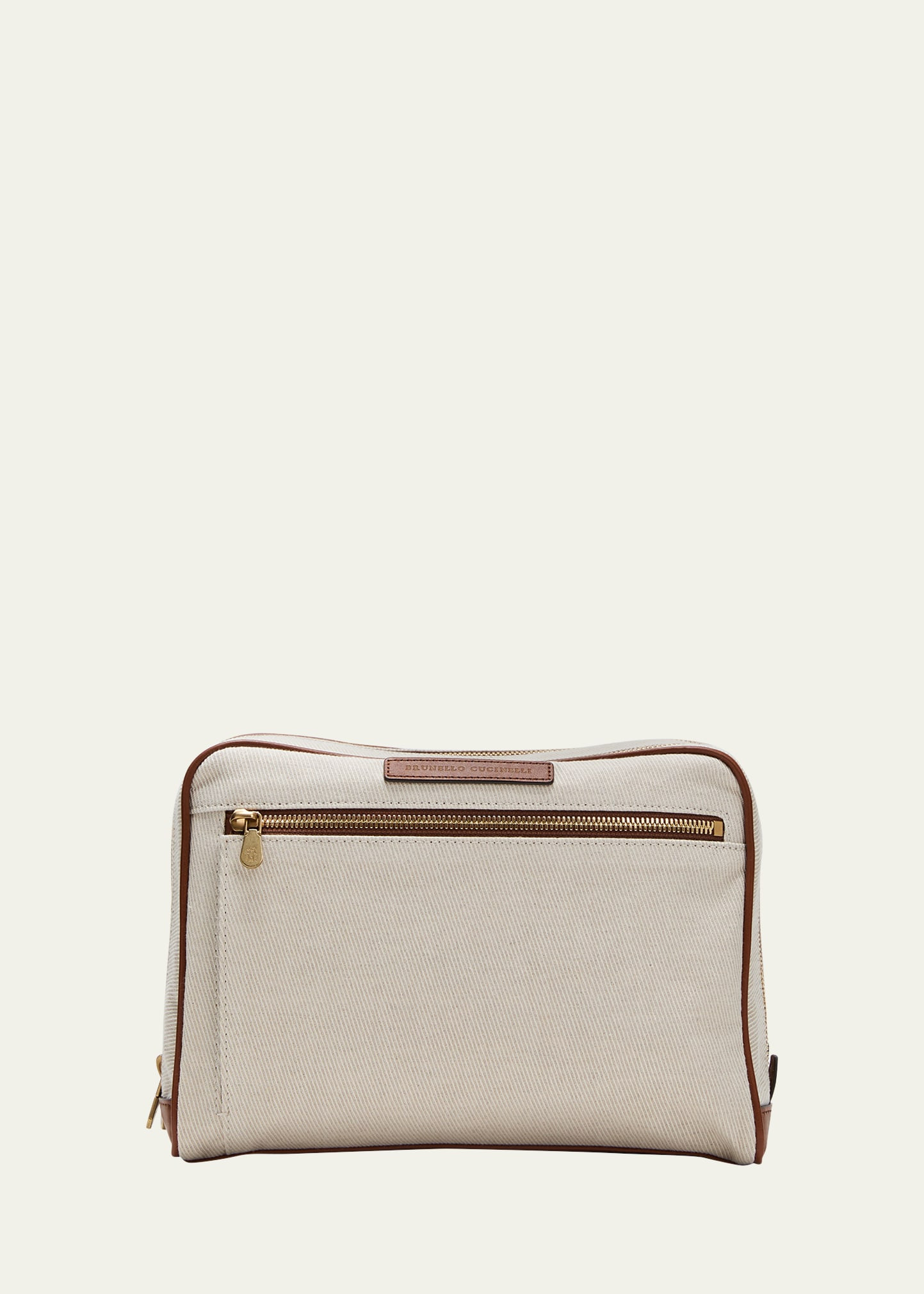 Brunello Cucinelli Men's Canvas and Leather Toiletry Bag | Bergdorf Goodman