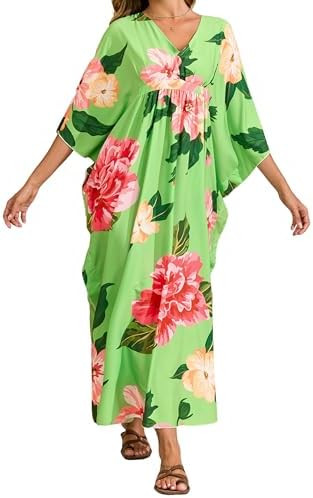 MAKABO Summer Thin Kaftan Dresses for Women, Hawaii Swimsuit Cover Up, V Neck Caftan Beach Vacati... | Amazon (US)