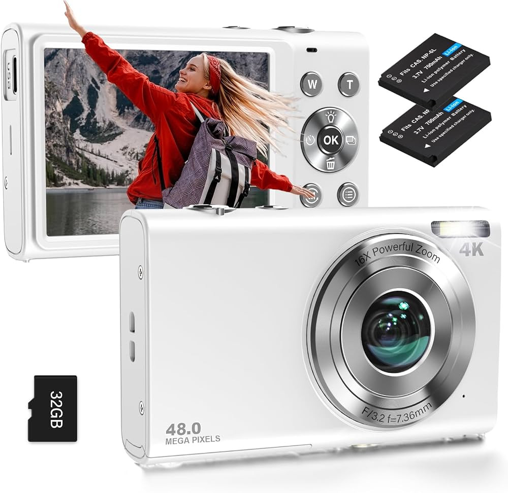 Digital Camera, Autofocus UHD 4K Vlogging Camera with 32GB Card, 48MP 16X Digital Zoom Digital Ca... | Amazon (US)