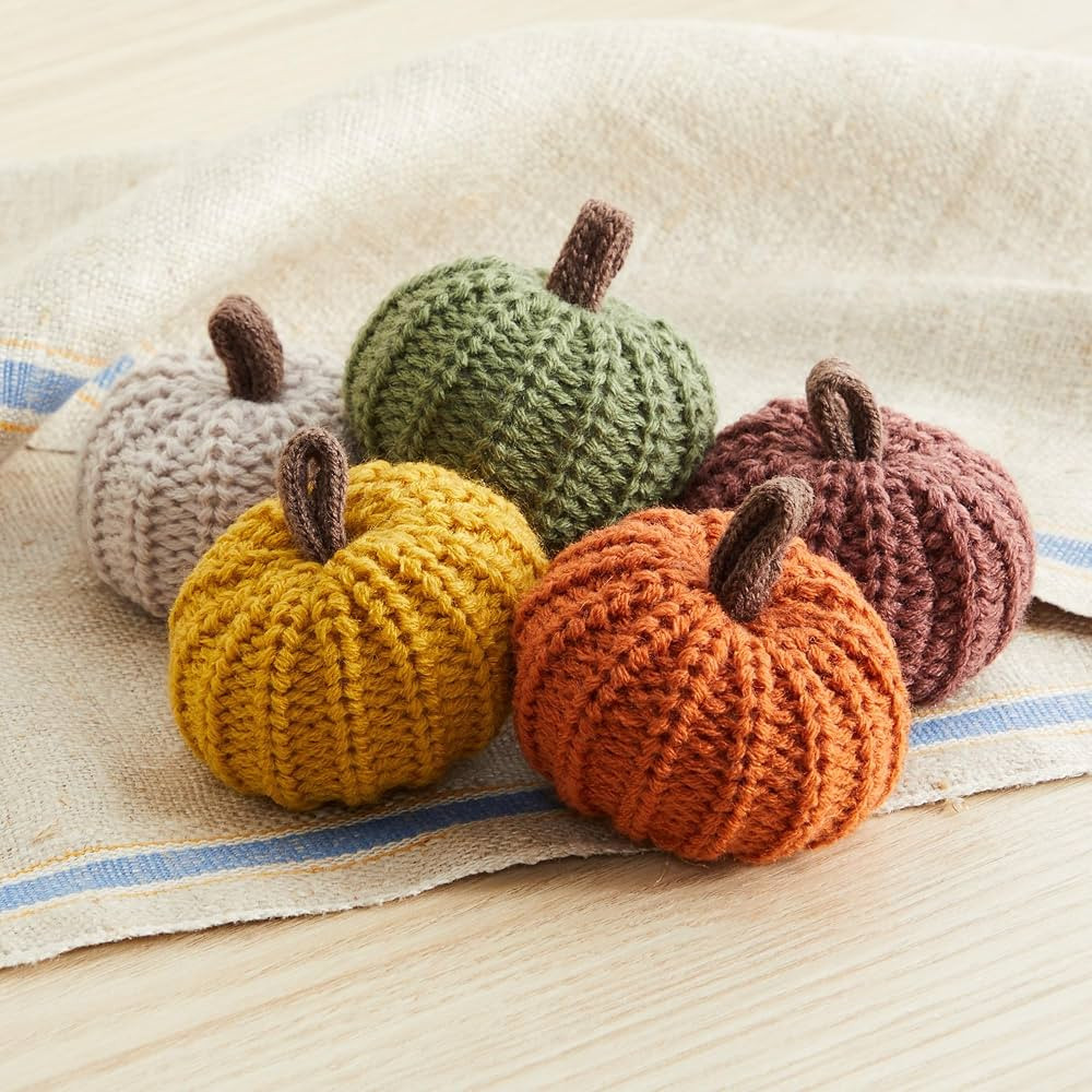 Mini knit pumpkins set of 5, fall favorite, gifts for women, autumn bowl fillers fall farmhouse t... | Amazon (US)