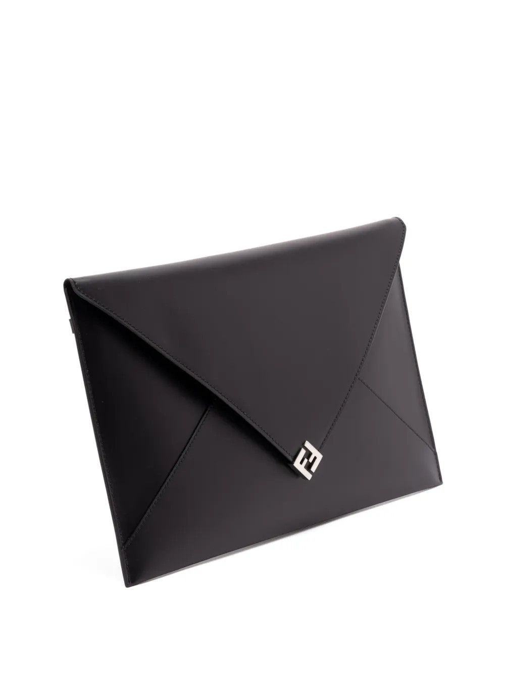 FENDI large FF press-stud clutch bag - Black | Farfetch Global