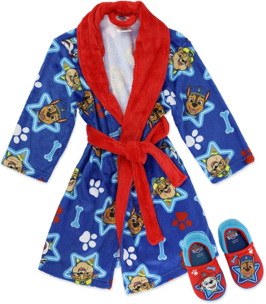 Paw Patrol Toddler Robe Pajama Set with Slippers,Girls and Boys Robe PJ with Slippers, Toddler 2T... | Amazon (US)