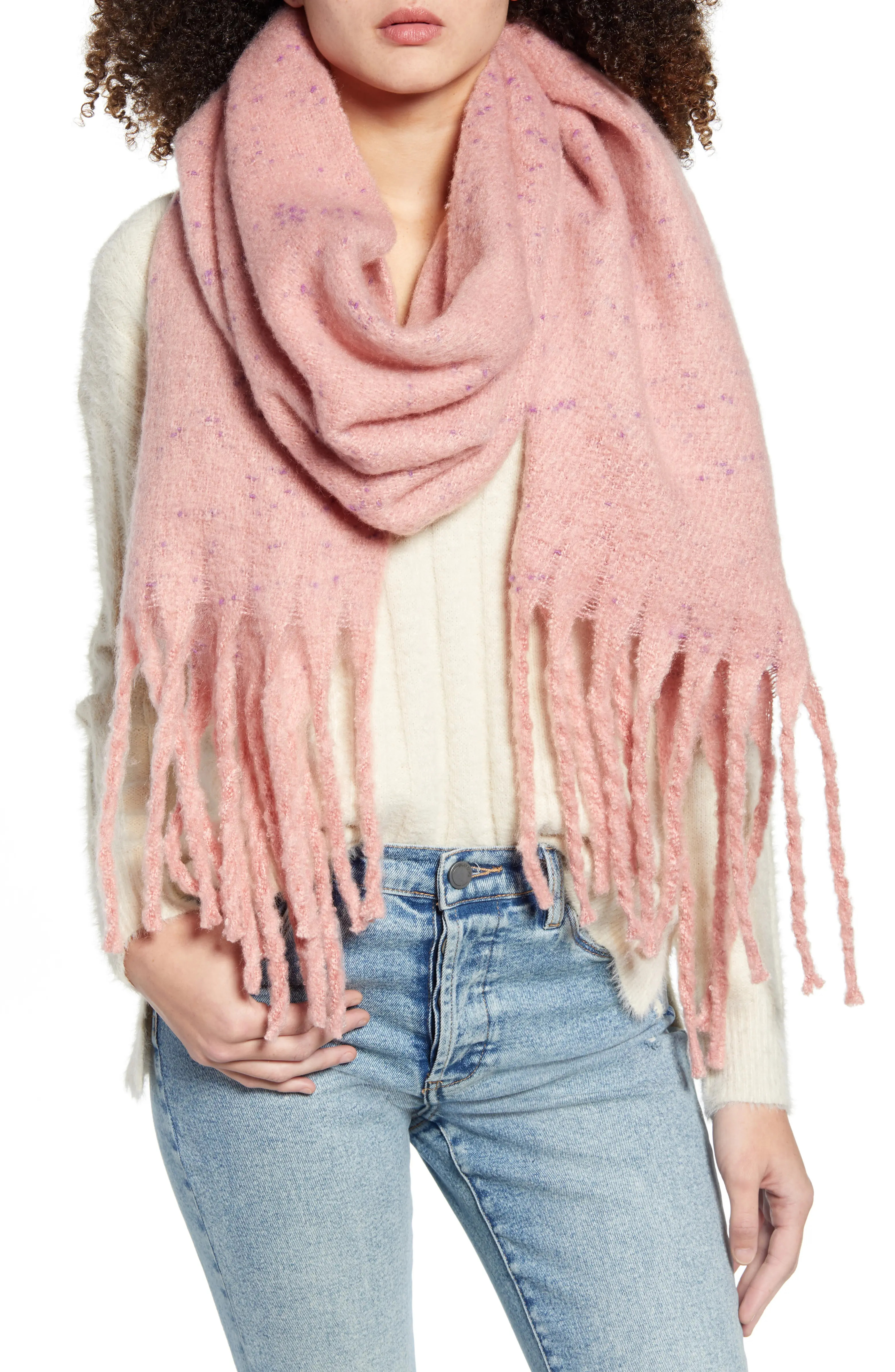 Speckled Fringe Trim Muffler | Nordstrom