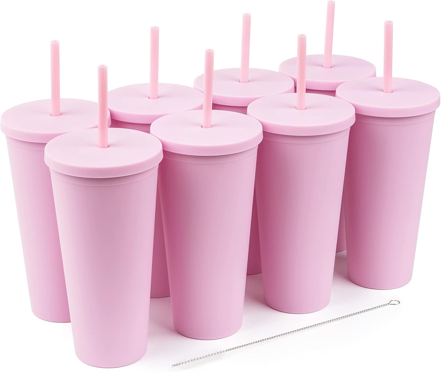 Tumblers with Lids (8 pack) 22oz Pastel Colored Acrylic Cups with Lids and Straws | Double Wall M... | Amazon (US)