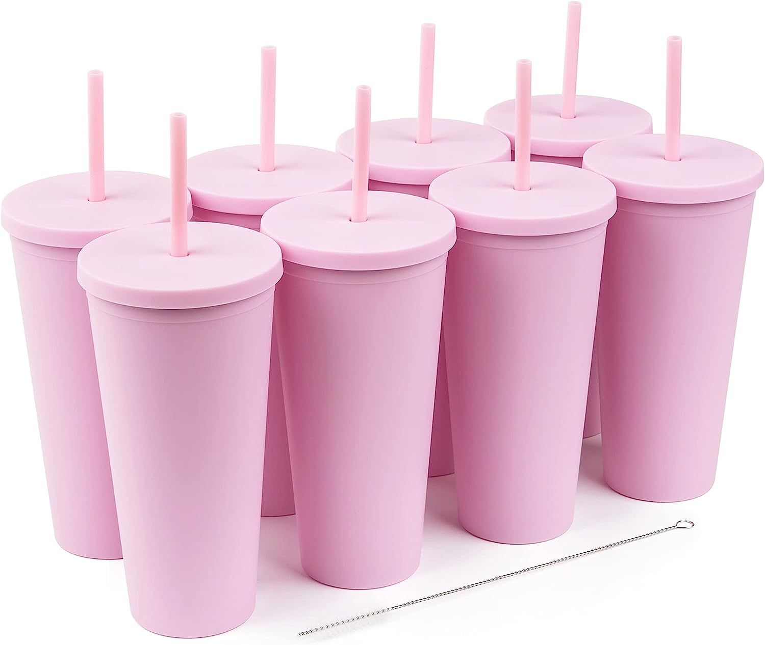 Tumblers with Lids (8 pack) 22oz Pastel Colored Acrylic Cups with Lids and Straws | Double Wall M... | Amazon (US)