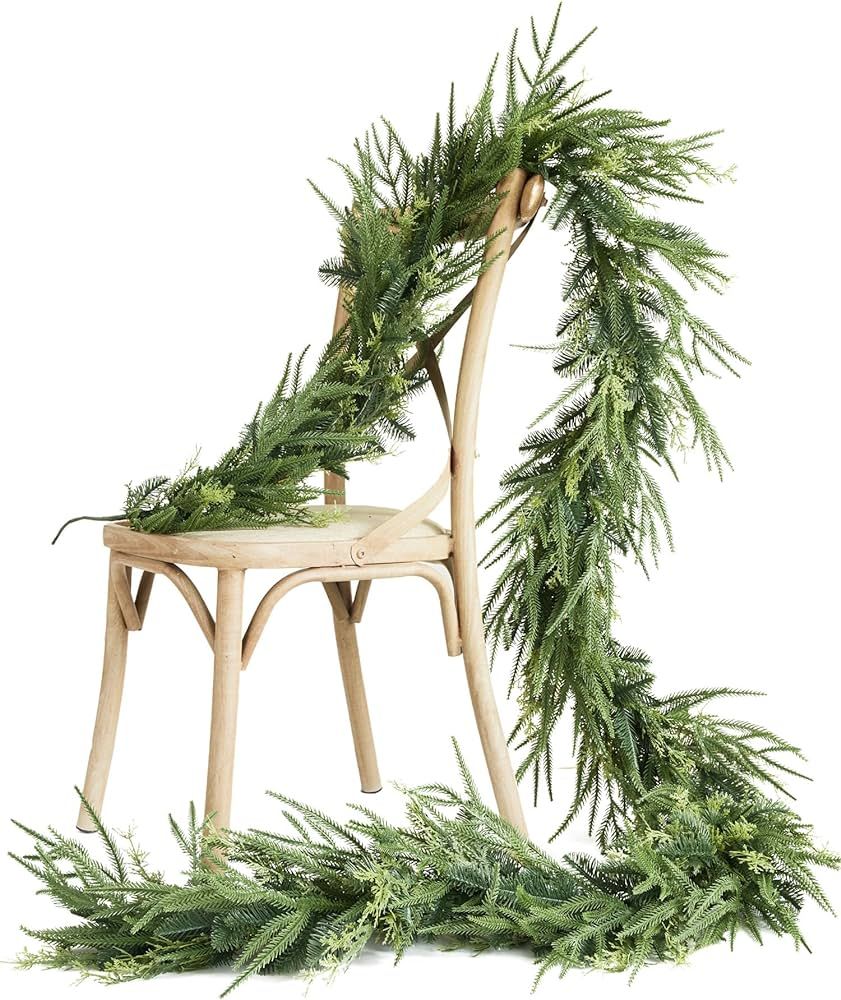 Amazon.com: 9ft Handmade Christmas Garland,Artificial Cypress Cedar Pine Needles Greenery Seasona... | Amazon (US)