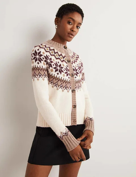 Chunky Fair Isle Cardigan - Warm Ivory Fair Isle | Boden (US)