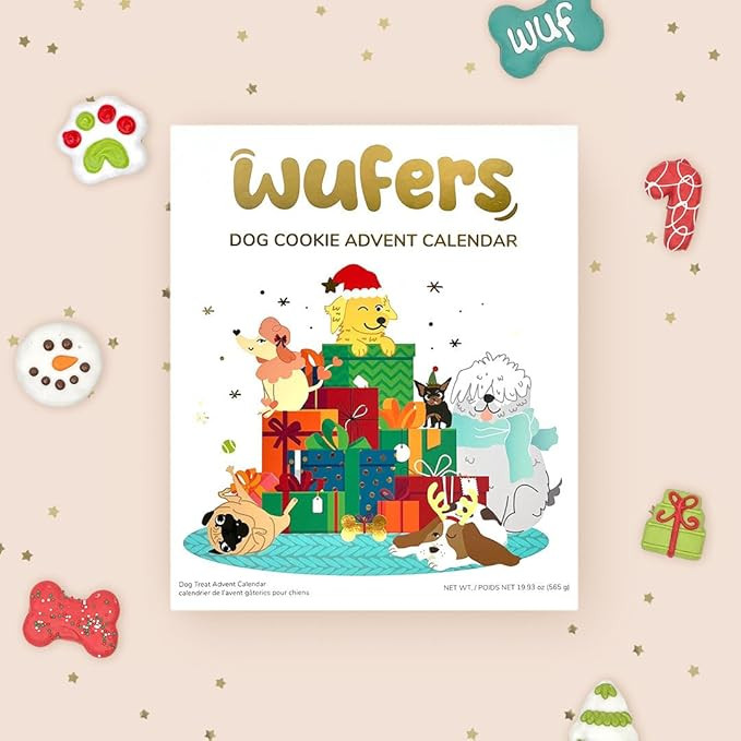 Wufers Advent Calendar for Dog Cookie Box | Handmade Hand-Decorated Dog Treats | Dog Gift Box Mad... | Amazon (US)