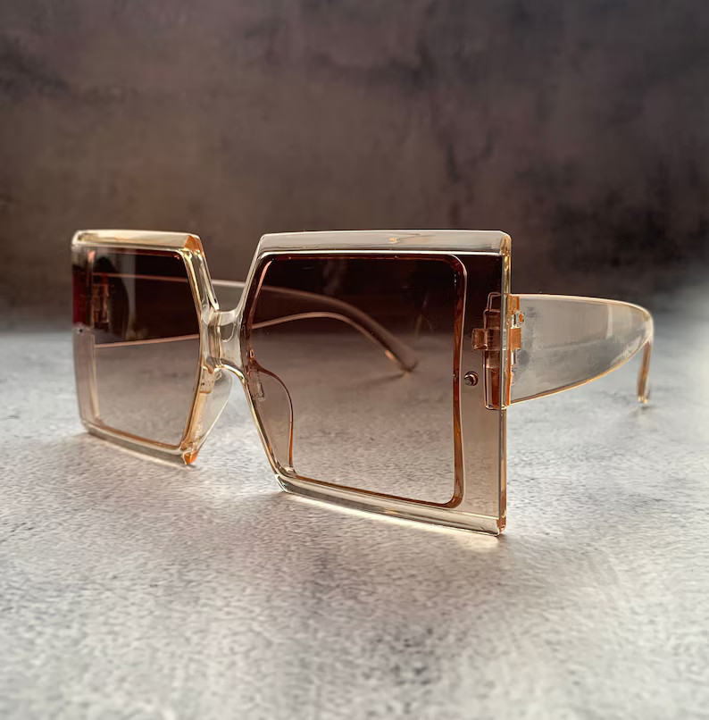 Oversized Square Sunglasses: 70s Beige Frame, Brown Lens - Etsy | Etsy (US)