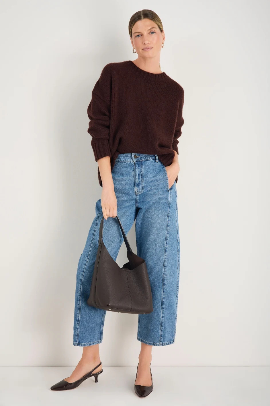 Liana Chunky Crew Neck Jumper - Espresso | WYSE London