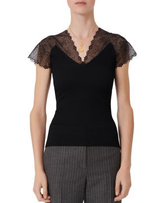 Maje Lilio Lace Trim Top  Women - Bloomingdale's | Bloomingdale's (AU)