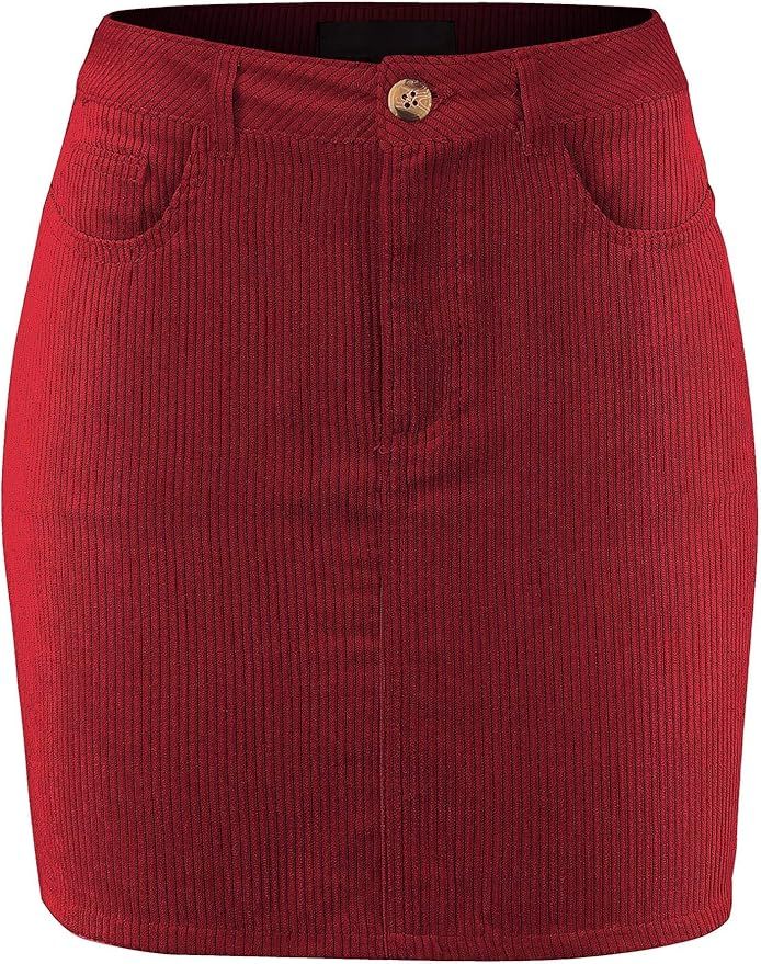 FashionMille Women Solid Corduroy Comfy High Waist Pocket A Line Mini Skirt | Amazon (US)