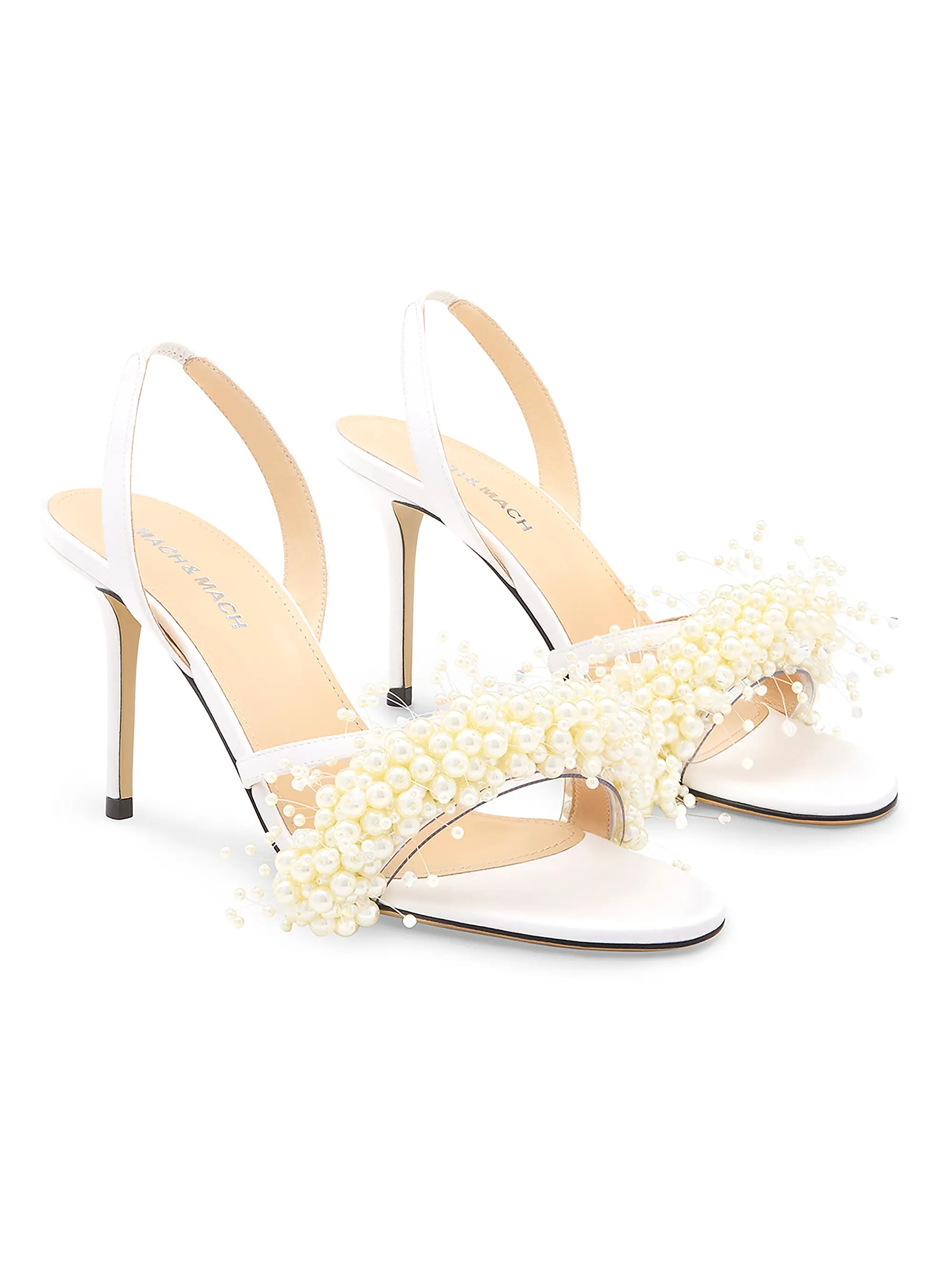 85MM Floating Pearl Satin Sandals | Saks Fifth Avenue