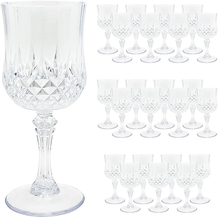 24 PCS Plastic Wine Glasses Clear,Reusable Plastic Wine Glasses,White Goblet Glass,Durable and St... | Amazon (US)