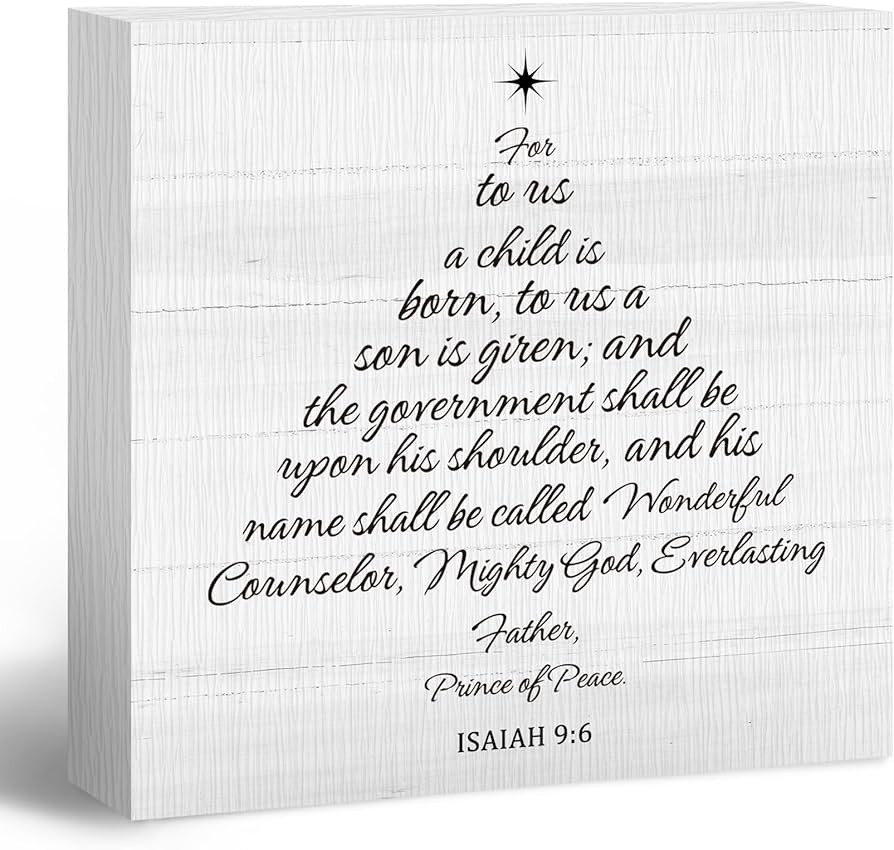 Christian Christmas Wooden Box Sign, Christmas Desk Decor, ChristianIsaiah 9:6 Bible Verse Decor,... | Amazon (US)