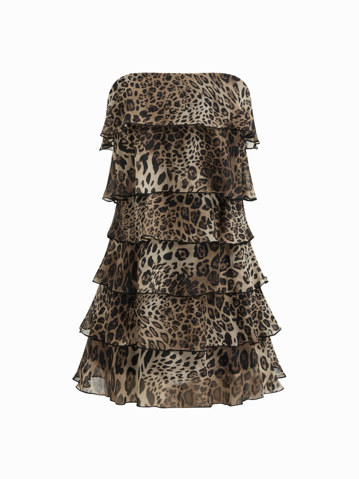 Chiffon Leopard Layered Bandeau Mini Dress | Cider
