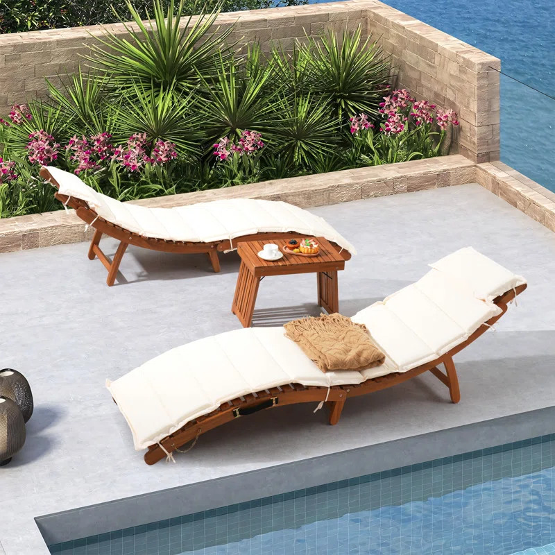 Rashara Outdoor Chaise Lounge Set with Table | Wayfair North America