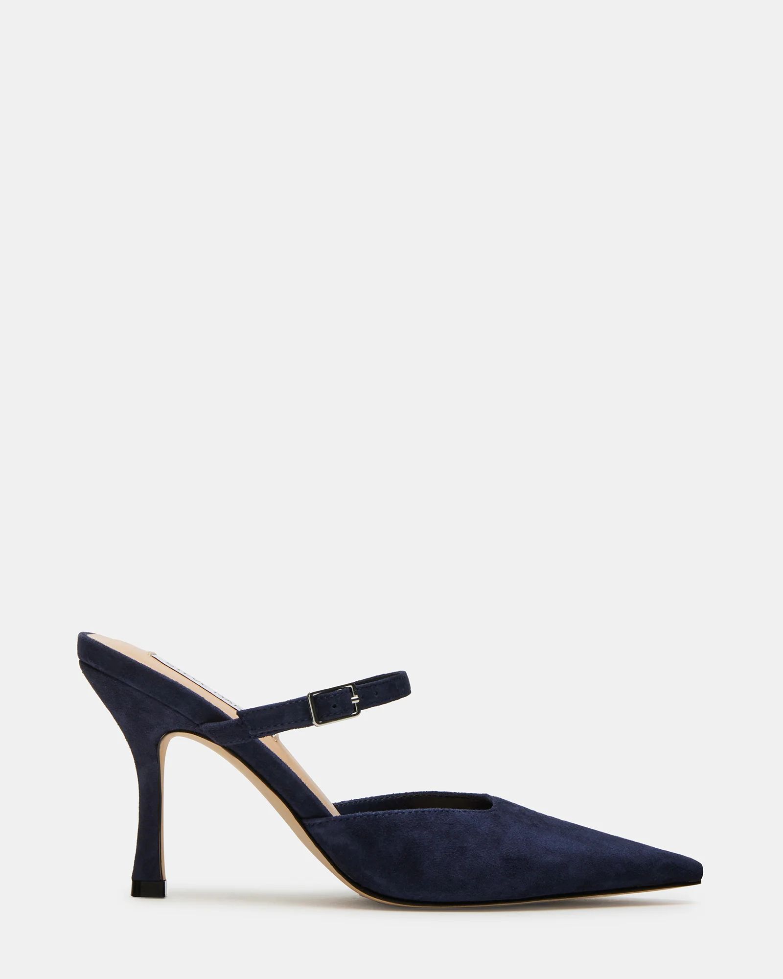 BRECKI Navy Suede Pointed Toe Mule Pump | Women's Heels | Steve Madden (US)