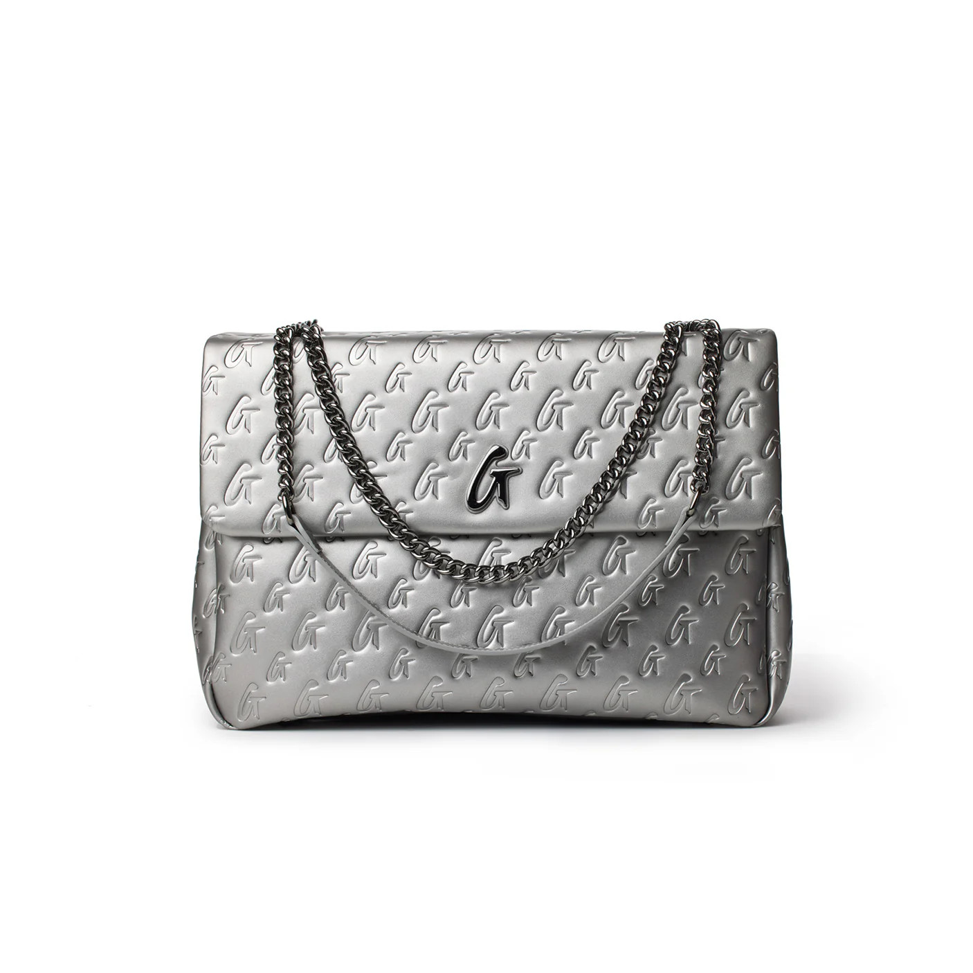 MONOGRAM LARGE CLASSIC FLAP BAG PLATINUM | Glam-Aholic Lifestyle