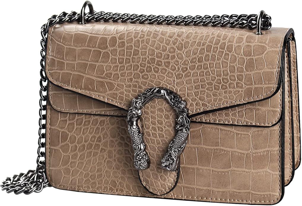 Crossbody Shoulder Bag for Women Luxurious Snake Print Leather Chain Tote Evening Square Handbag ... | Amazon (US)