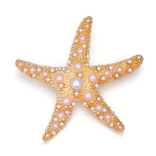 Soumimi Pearl Starfish Brooch Pin Golden Starfish Brooches Oceam Theme Pin Birthday Gift for Women | Amazon (US)