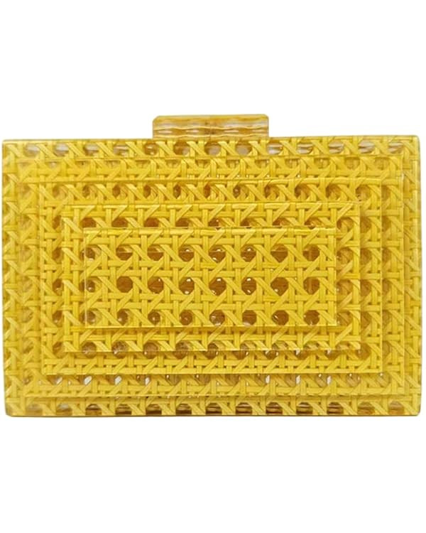 Women Acrylic Rattan Clutch Purse Rattan Woven Evening Bag Wedding Party Purse Summer Beach Wicke... | Amazon (US)