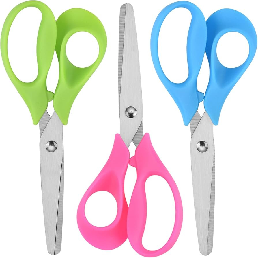 Left Handed Scissors Kids,5" Left Handed Kids Craft Scissors Ages 3+ Stainless Steel Soft Comfort... | Amazon (US)
