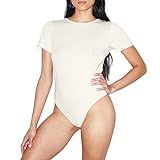 American Apparel Women's Mix Modal Short Sleeve T-Shirt Bodysuit, Star White, Medium | Amazon (US)