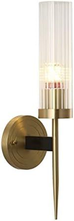 BOKT Mid-Century Modern Wall Sconce Brass Wall Light with Crystal Cylindrical Shade Minimalist De... | Amazon (US)