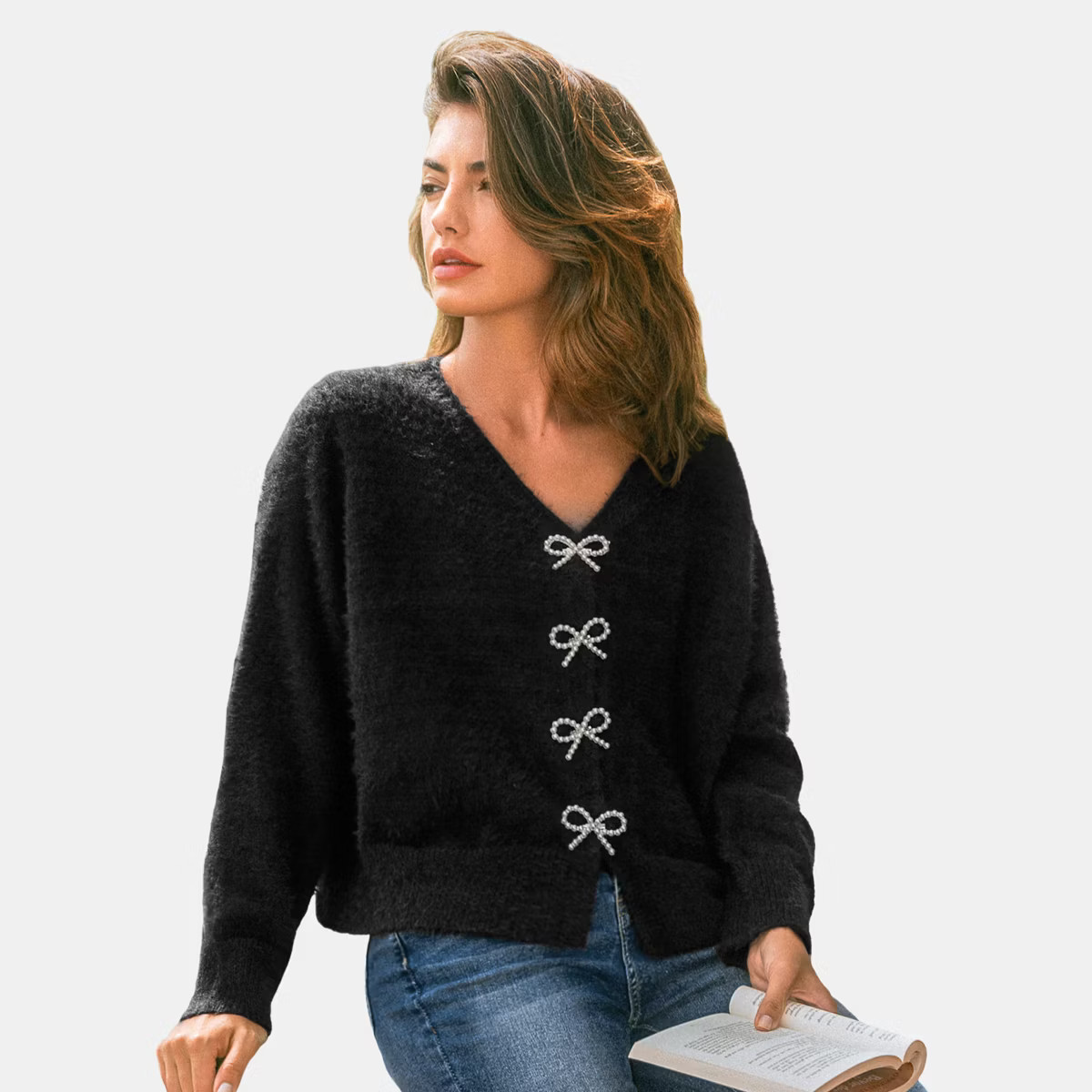 Women's Cozy Bow-Adorned Cardigan Sweater - Cupshe | Target
