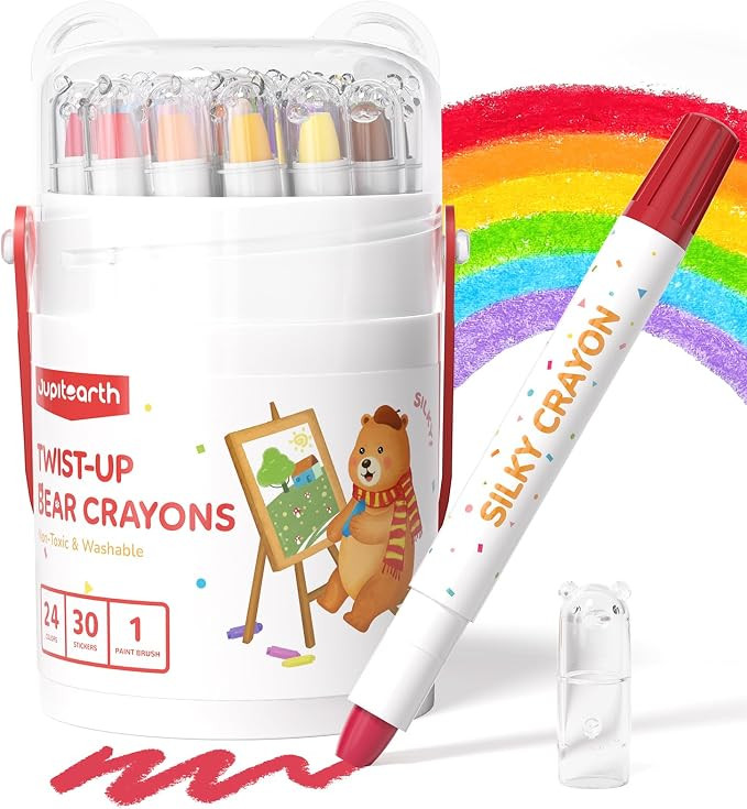 JUPITEARTH 24 Color Twist Crayons for Toddlers 1-3 and Kids 4-8, Non-Toxic Washable Crayons 2-4, ... | Amazon (US)