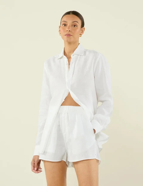 The Boxer: Linen, White | With Nothing Underneath