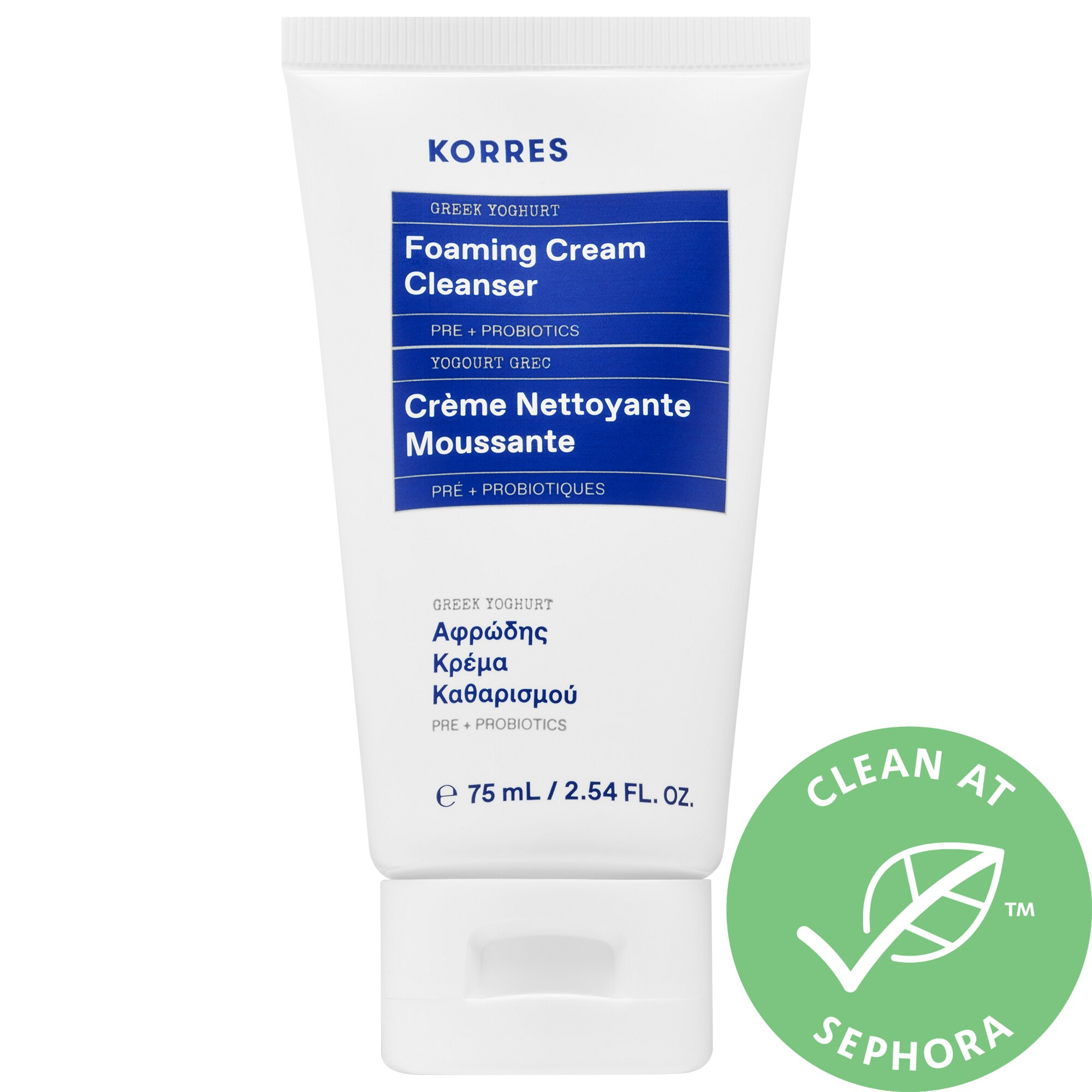 KORRES Greek Yoghurt Foaming Cream Cleanser Mini 2.54 oz/ 75 mL | Sephora (US)