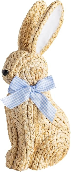 Mud Pie Easter Blue Bow Woven Bunny Sitter | Amazon (US)