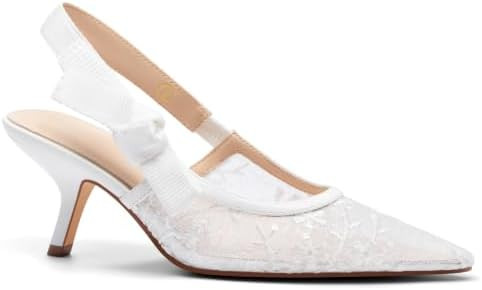 Coutgo Womens Slingback Kitten Heels Closed Pointed Toe Bowknot Knitted Slip On Work Pumps Dress ... | Amazon (US)