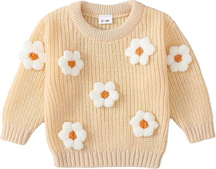 Mikrdoo Newborn Infant Toddler Baby Girl Sweater 2024 Winter Clothes Knit Pullover Outfits for Li... | Amazon (US)