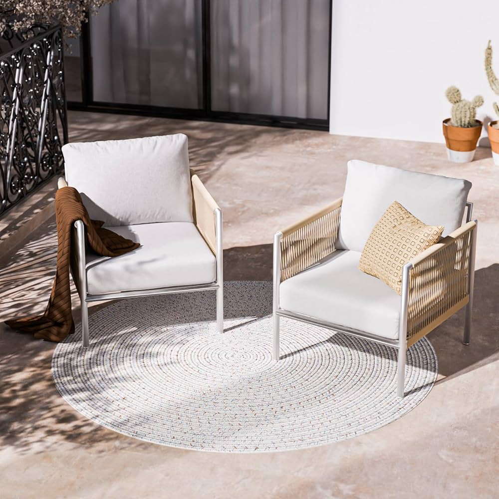 Aluminum Outdoor Front Porch Furniture Armchair 2 Sets, HDPE Woven Rope Rattan Bistro Patio Sofa ... | Amazon (US)